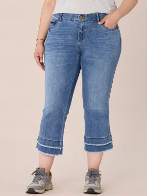 "Ab"solution Plus Size Fray Hem Kick Flare Jean