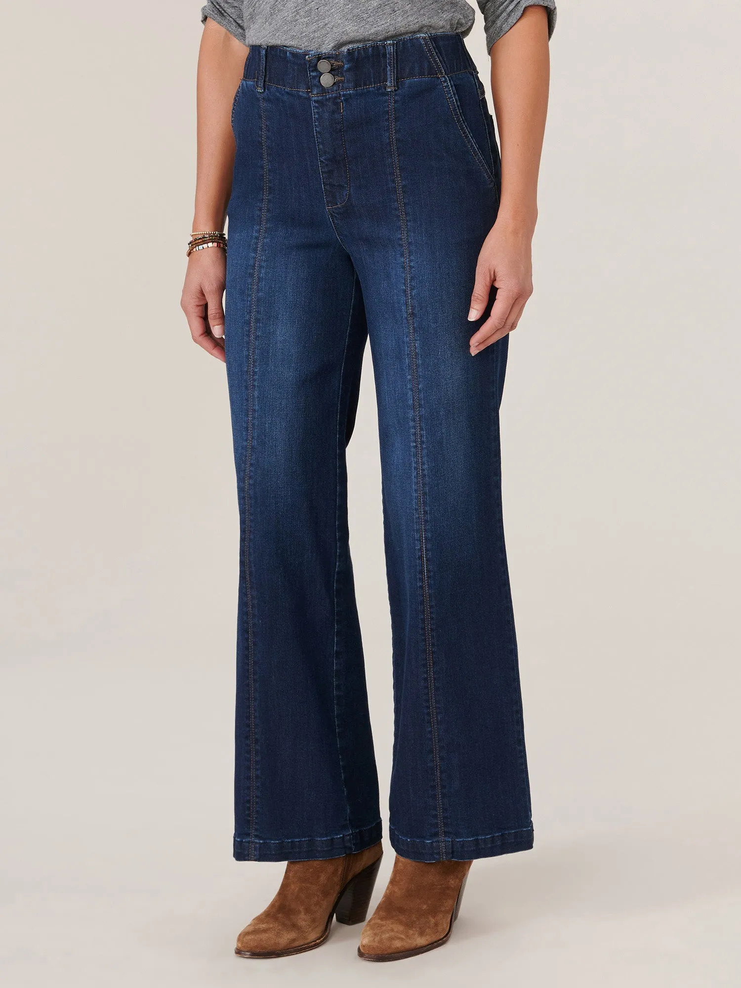 "Ab"solution Skyrise Center Front Seam Wide Leg Tall Jeans