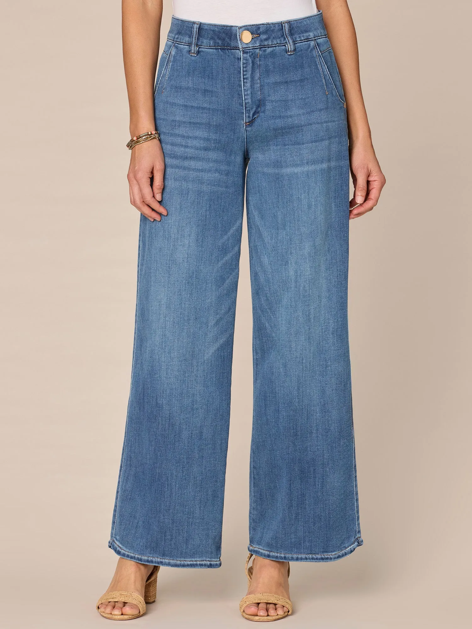 "Ab"solution Skyrise Tulip Hem Wide Leg Jeans with Dart Seams