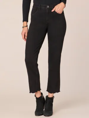 "Ab"solution Slim Straight Jeans with Cropped Scallop Fray Hem