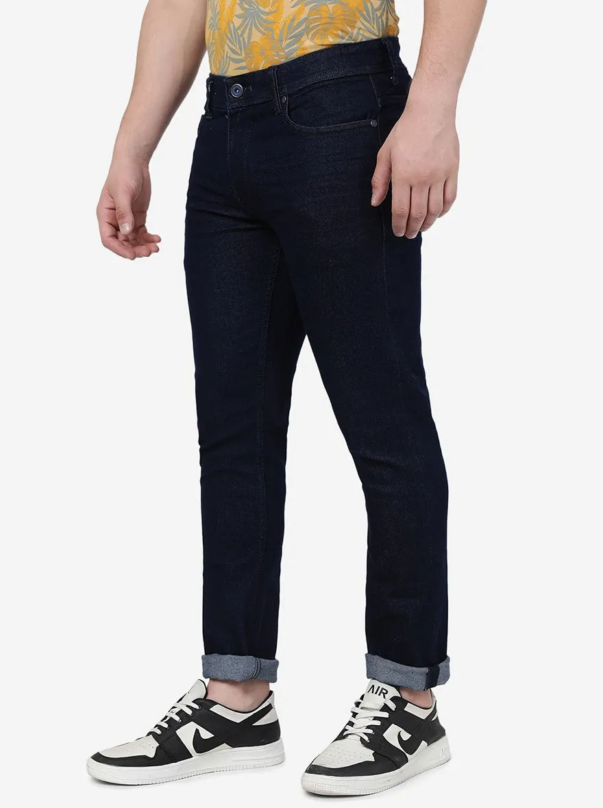 Raw Blue Solid Slim Fit Jeans | JadeBlue