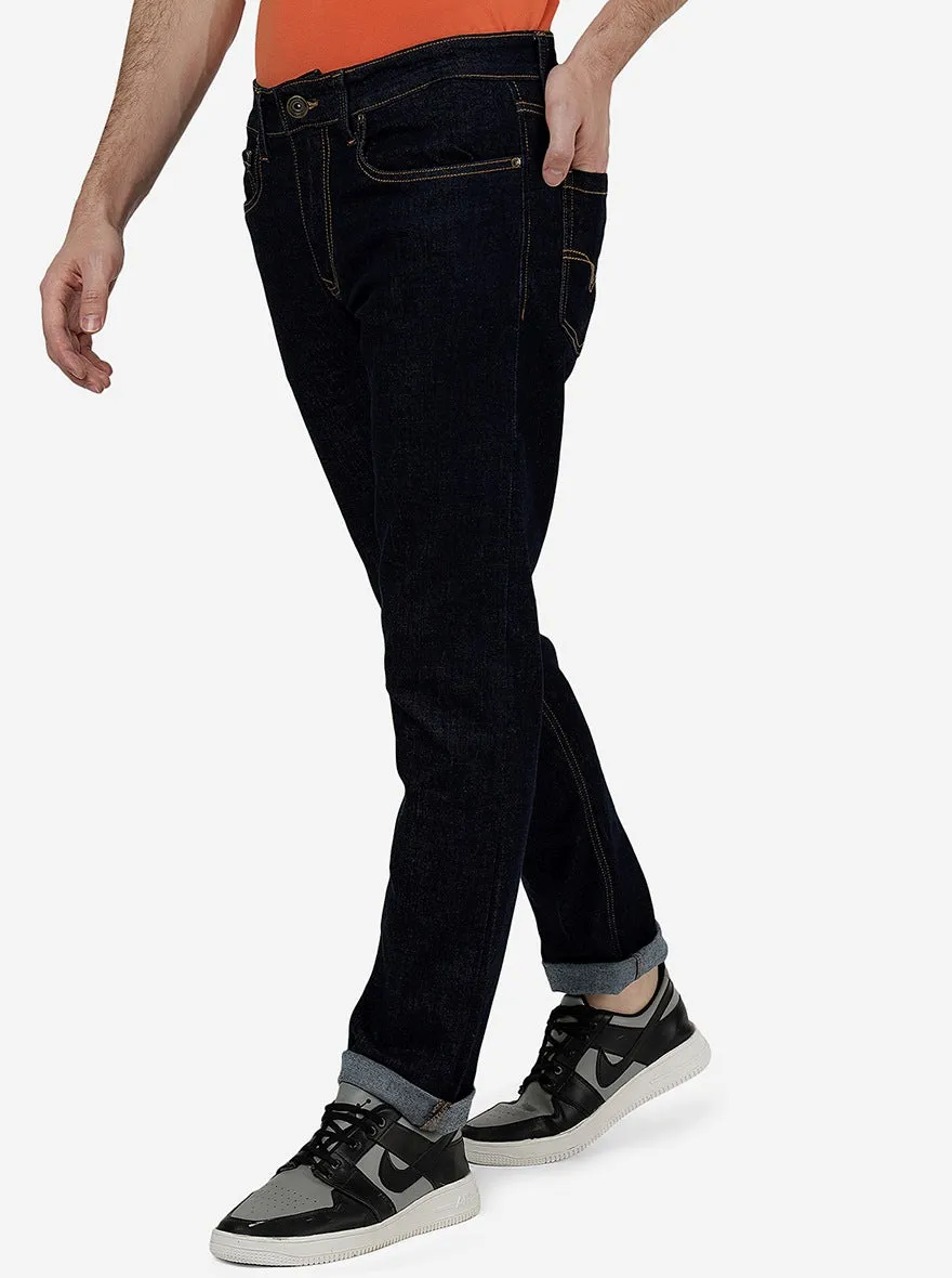 Raw Blue Solid Straight Fit Jeans | JadeBlue