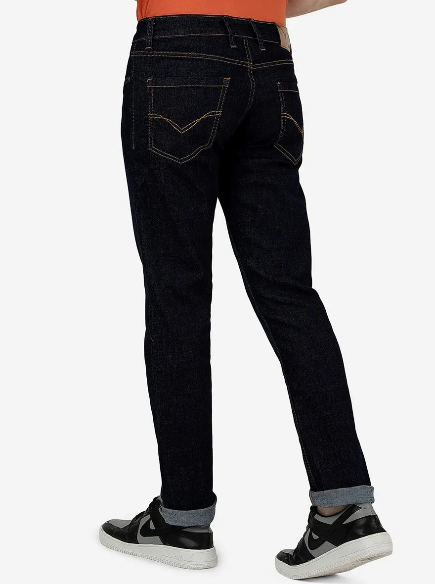 Raw Blue Solid Straight Fit Jeans | JadeBlue
