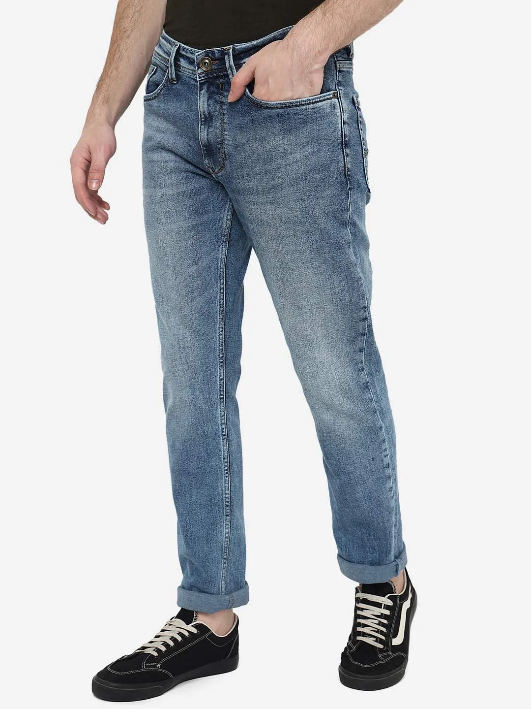 River Blue Washed Straight Fit Jeans | JadeBlue