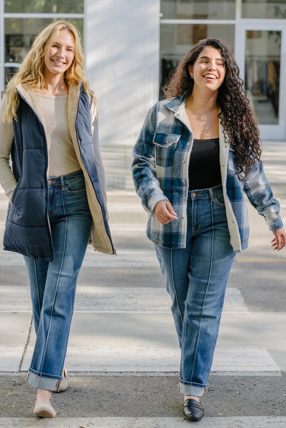Sally High Rise Front Seam Detail & Cuffed Straight Fit Jeans