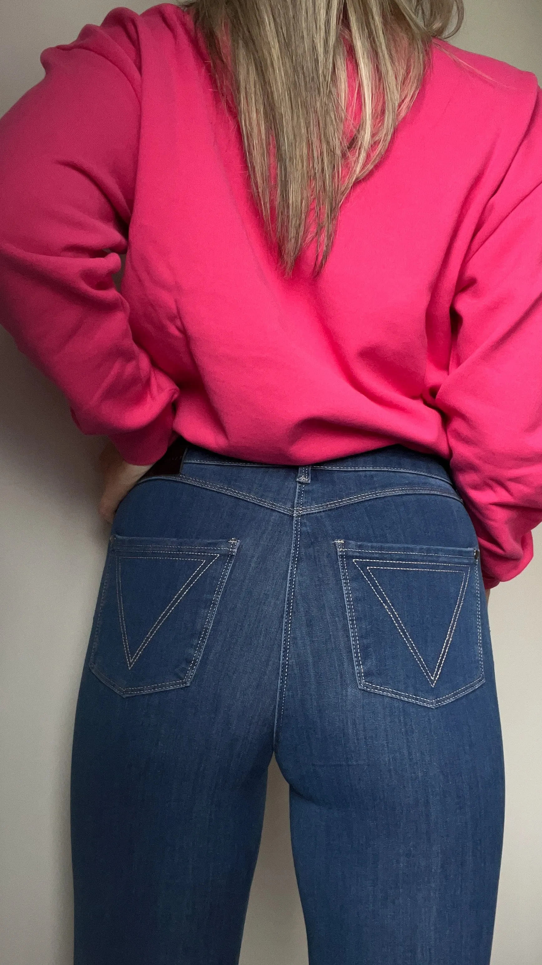Shine On Label Sculpt Denim Cropped Jean True Blue Wash