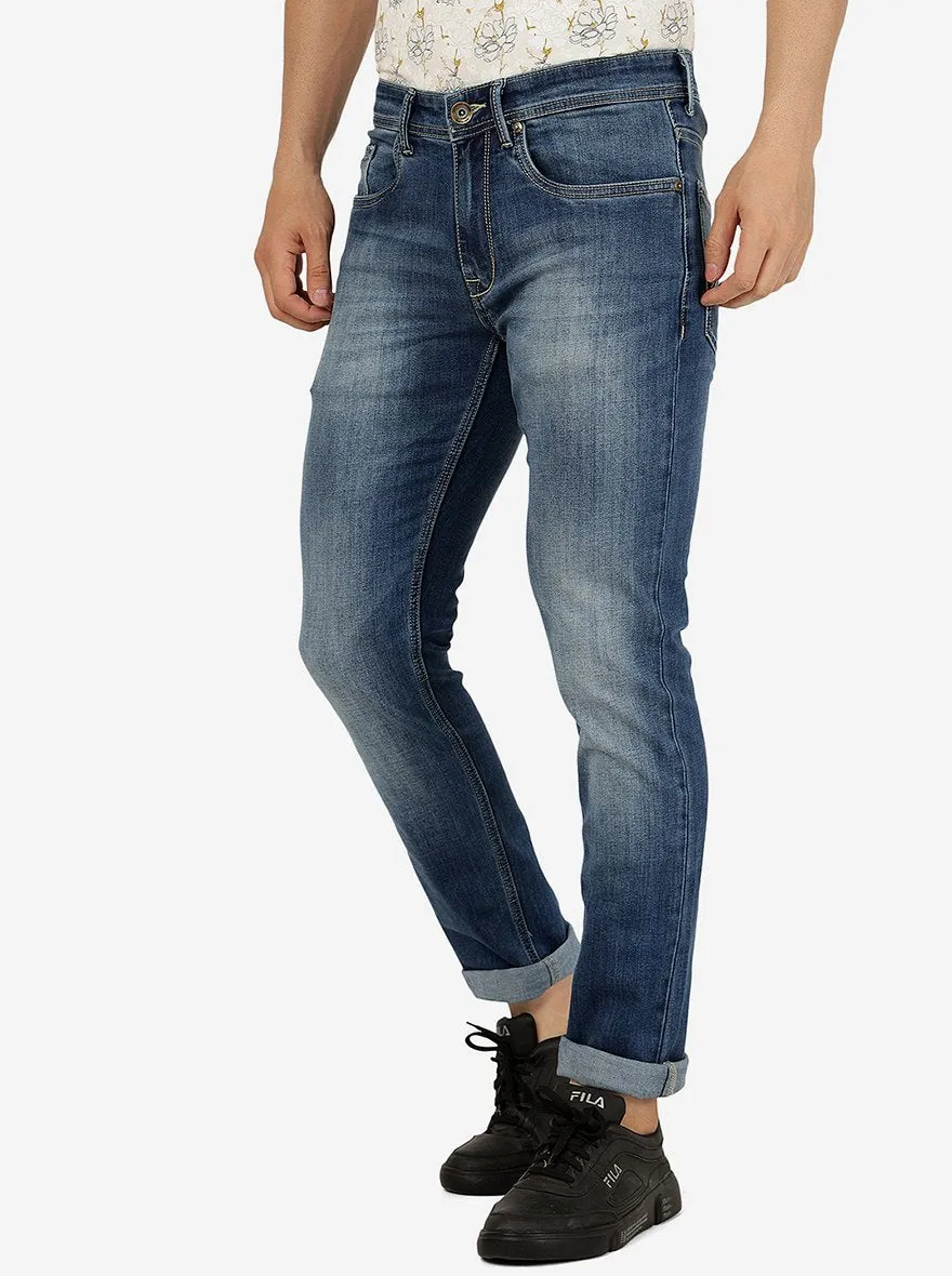 Sky Blue Washed Slim Fit Jeans | JadeBlue
