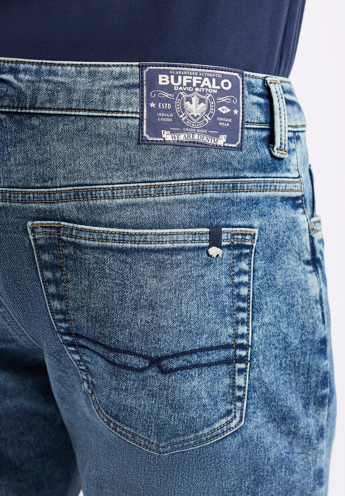 Slim Ash Men's Freedom Flex Jeans, Sanded Vintage Indigo - BM26063
