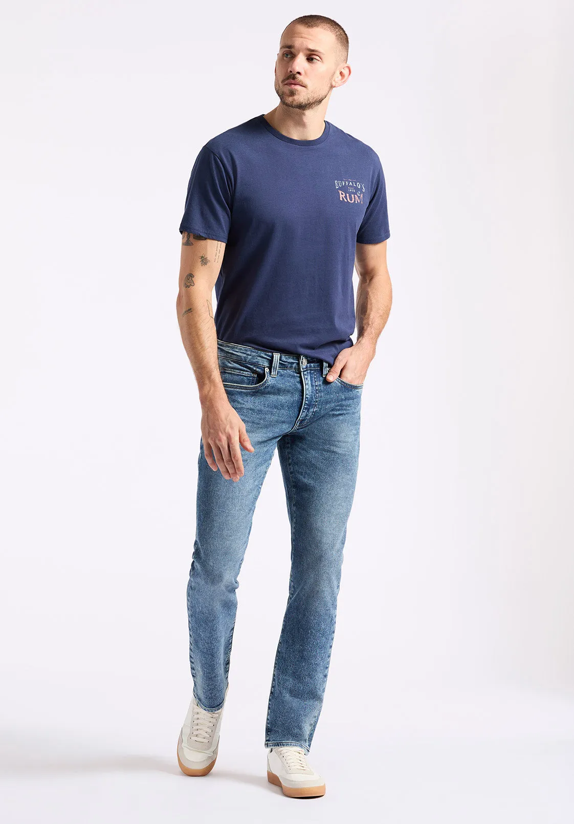 Slim Ash Men's Freedom Flex Jeans, Sanded Vintage Indigo - BM26063