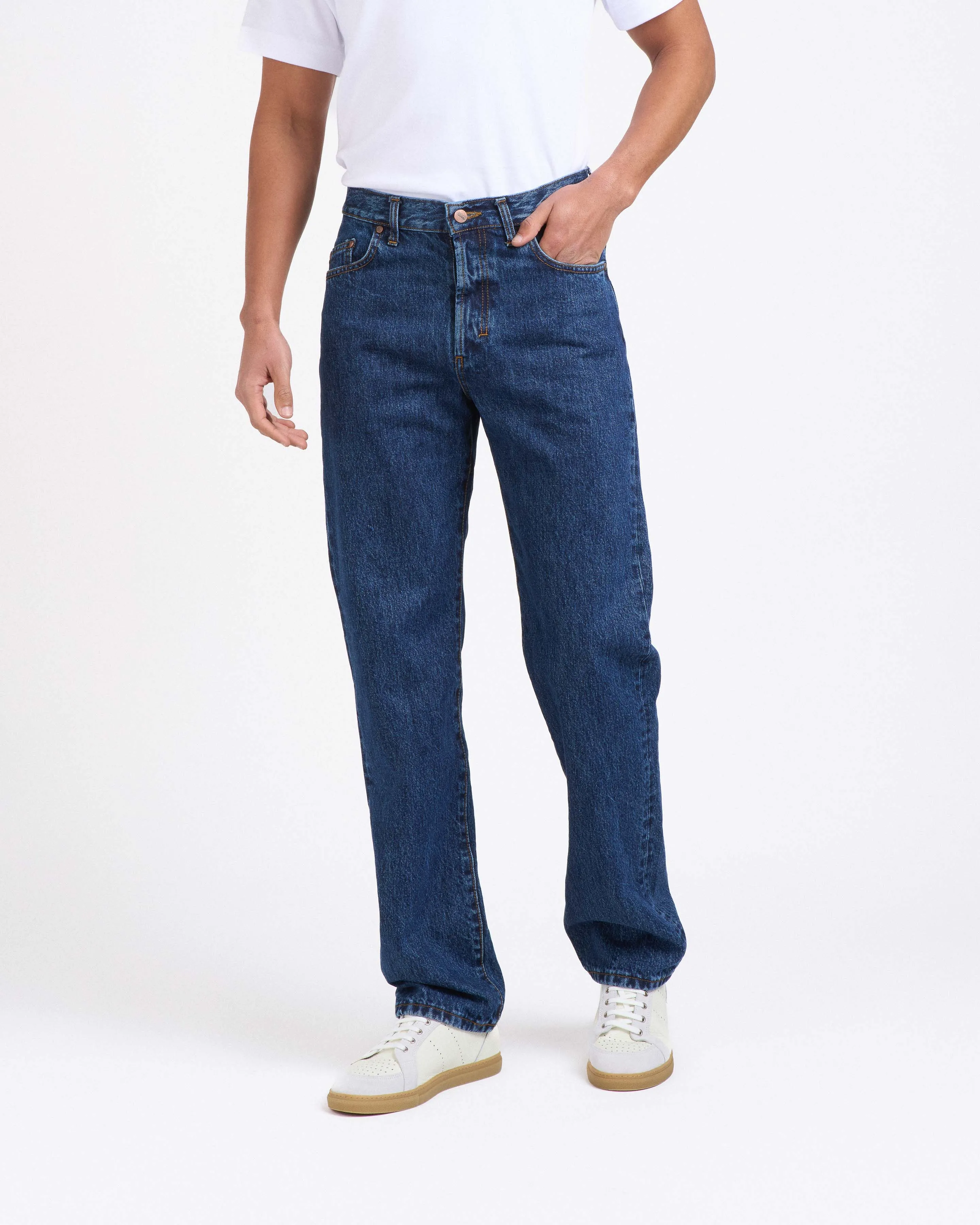 Stonewashed men's straight jeans