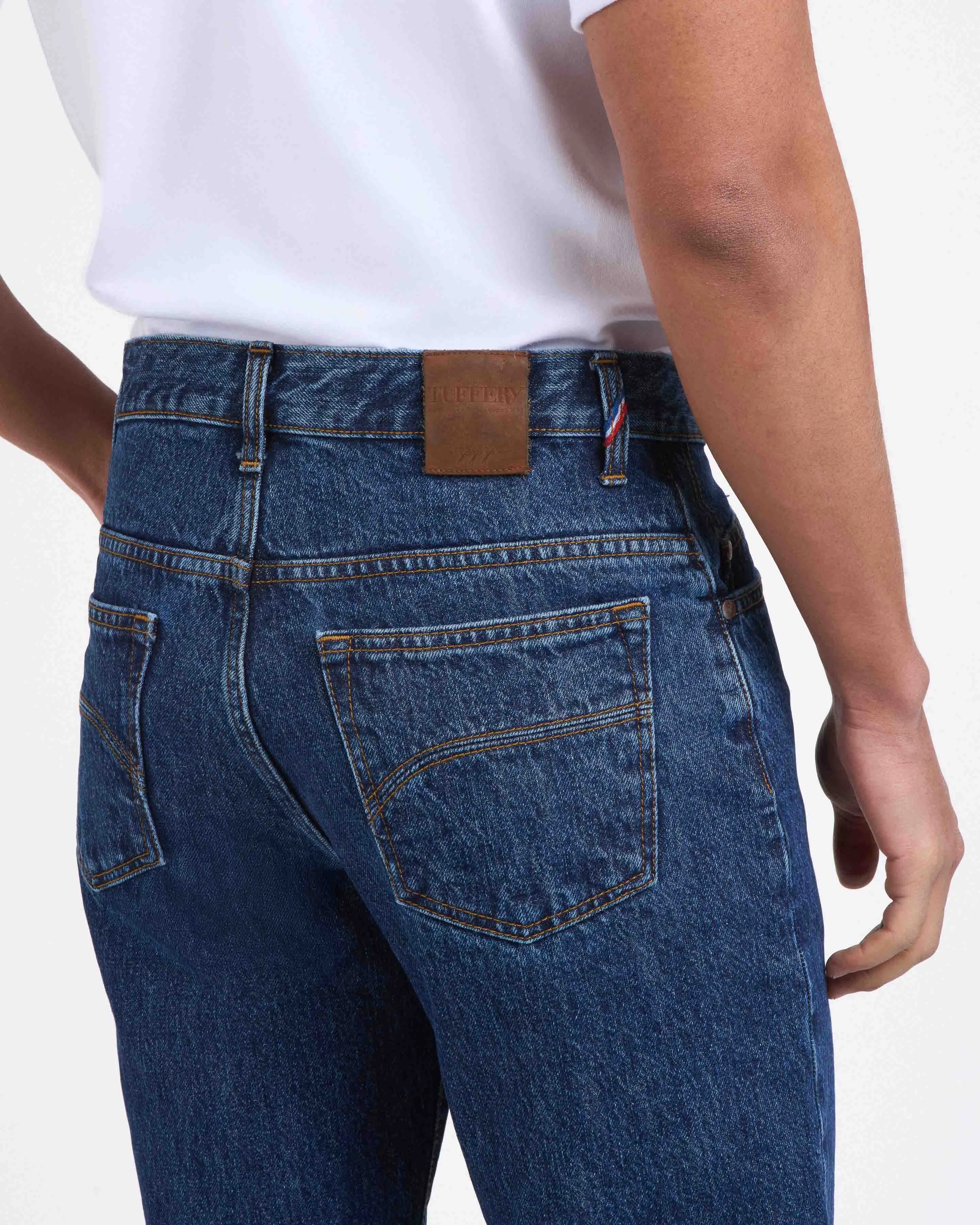 Stonewashed men's straight jeans