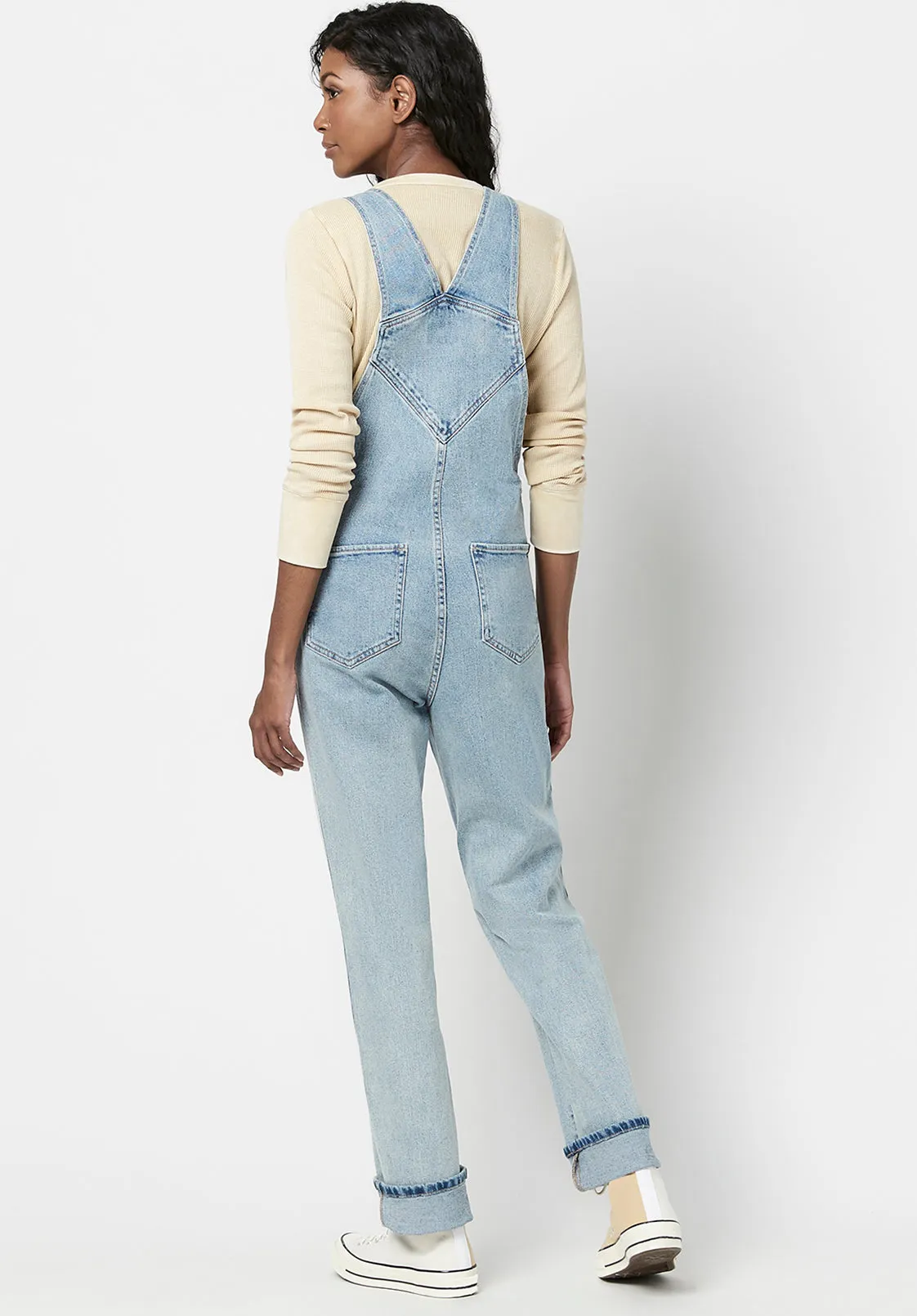 Straight Leg Hailey Women's Overalls in Light Blue - BL15838