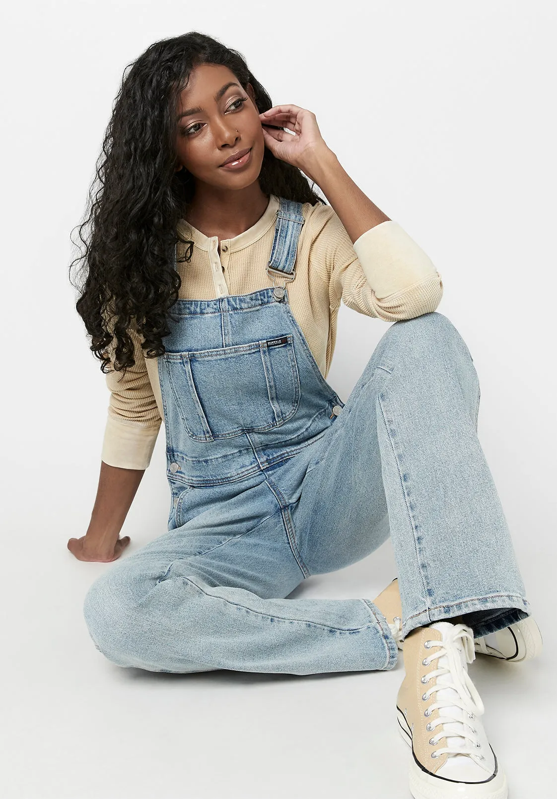 Straight Leg Hailey Women's Overalls in Light Blue - BL15838