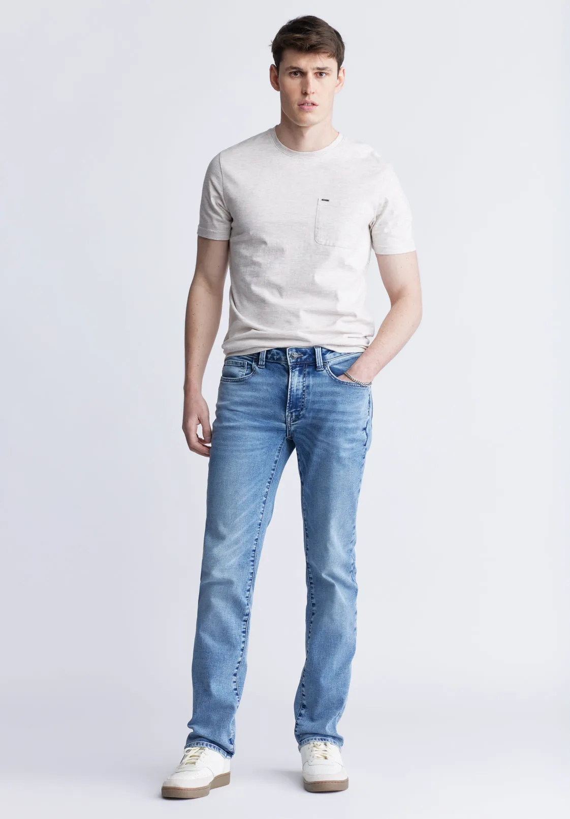 Straight Six Men's Five-Pocket Freedom Flex Jeans, Sanded Wash - BM22998