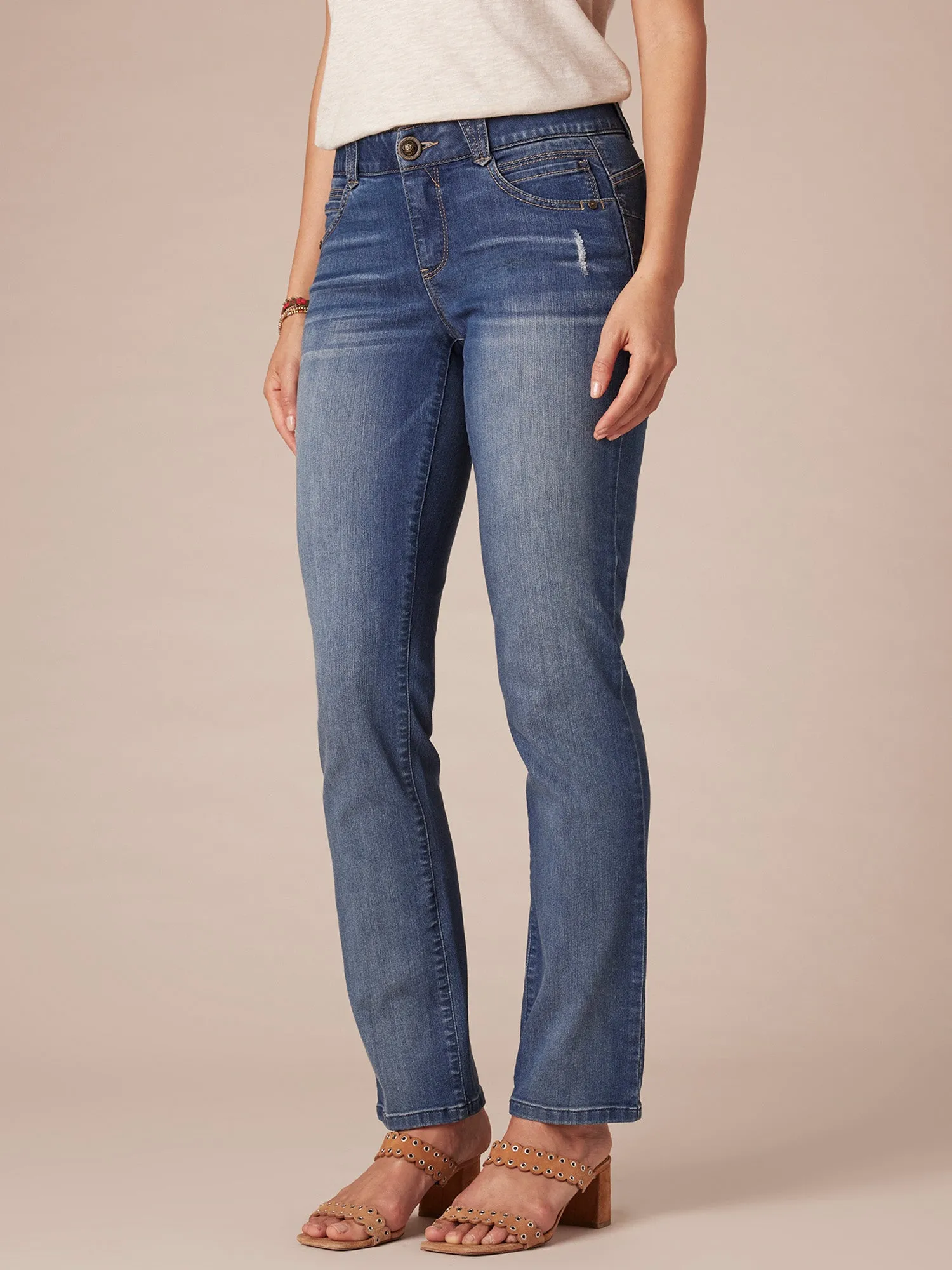 Stretch Blue Denim "Ab"solution® Straight Leg Jean