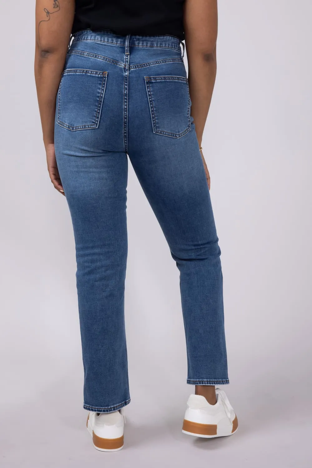 Thread & Supply Mid Rise Adrian Cigarette Straight Jeans for Women | B2373DEKTS-DARKWASH