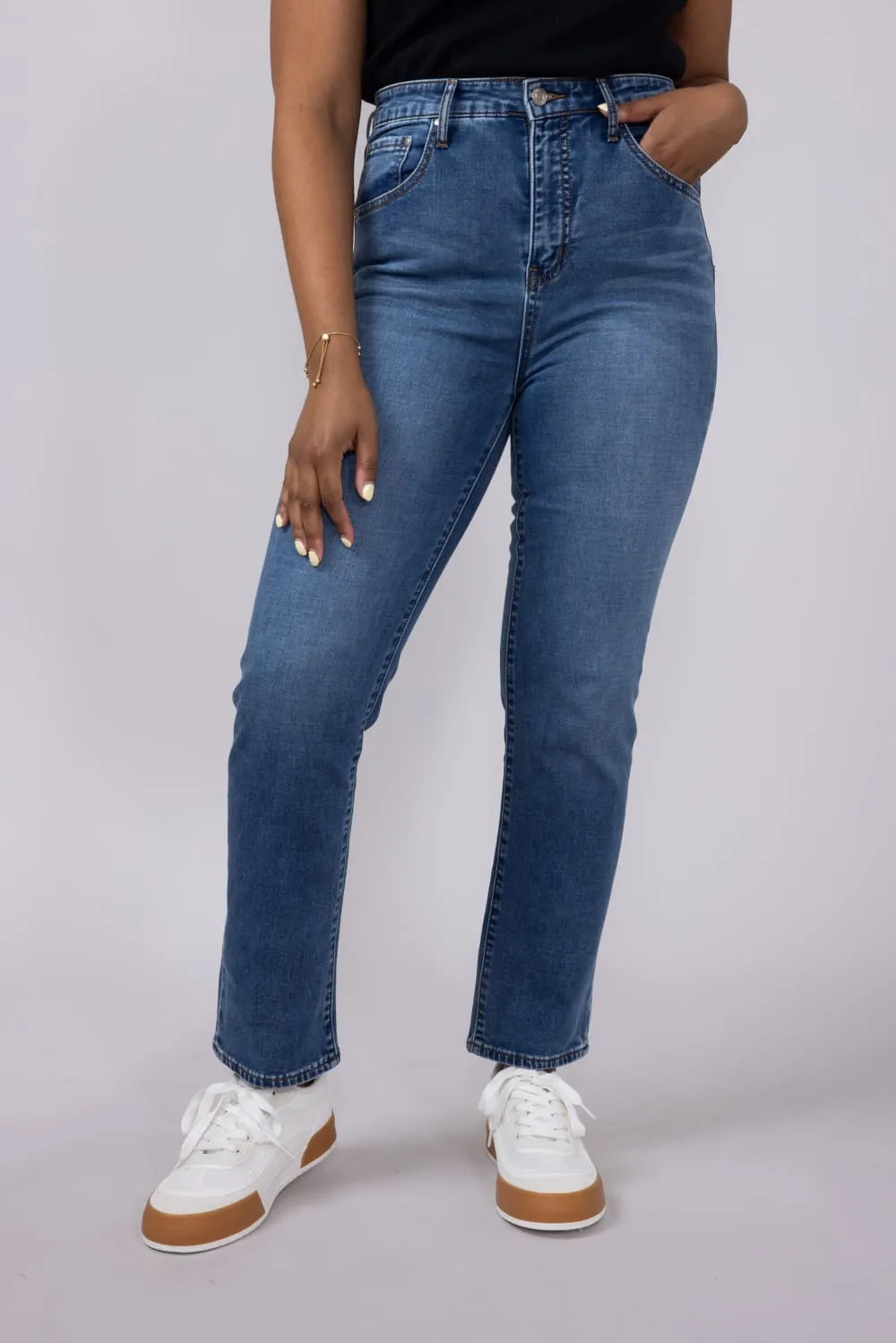 Thread & Supply Mid Rise Adrian Cigarette Straight Jeans for Women | B2373DEKTS-DARKWASH