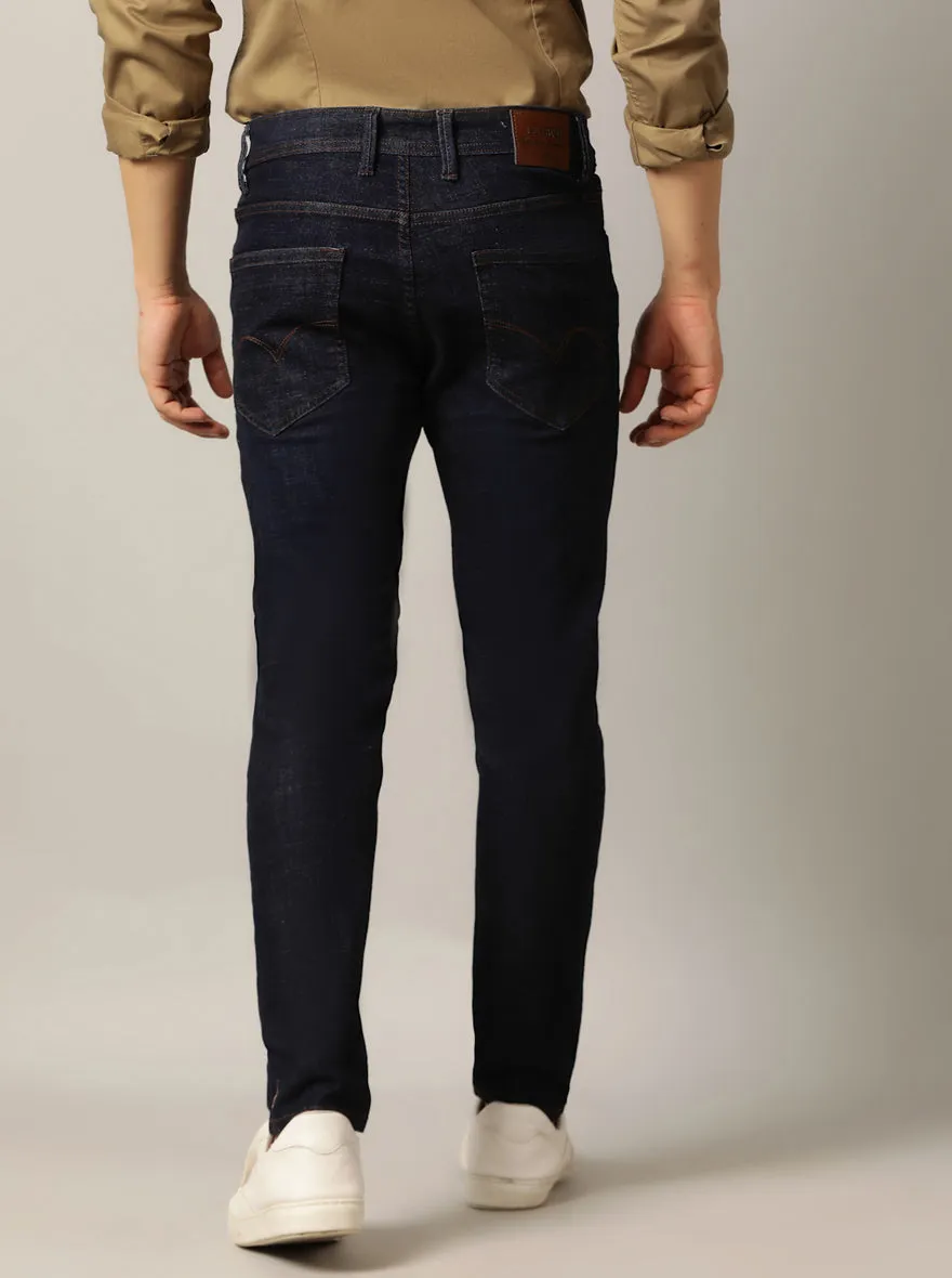 Tinted Deep Blue Washed Slim Fit Jeans | JadeBlue