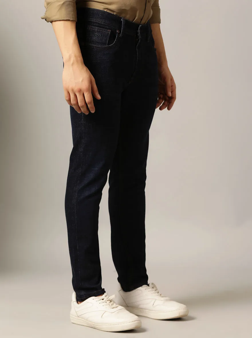 Tinted Deep Blue Washed Slim Fit Jeans | JadeBlue