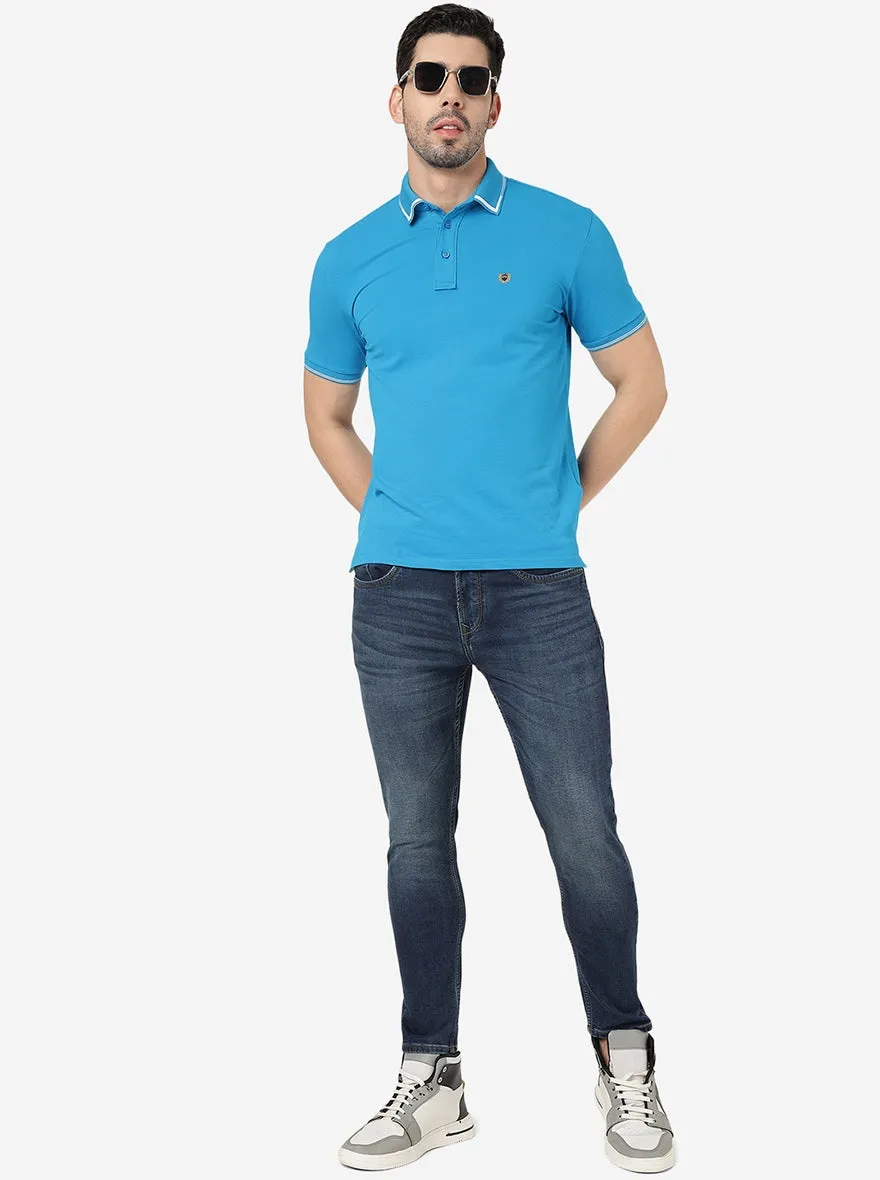Tinted Mid Blue Solid Rider Fit Jeans | JadeBlue