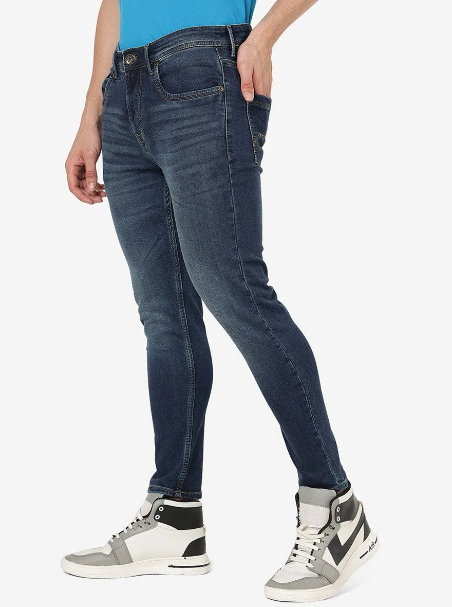 Tinted Mid Blue Solid Rider Fit Jeans | JadeBlue