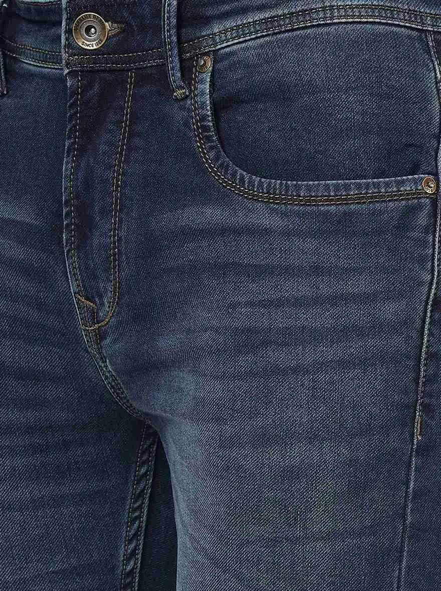 Tinted Mid Blue Solid Rider Fit Jeans | JadeBlue