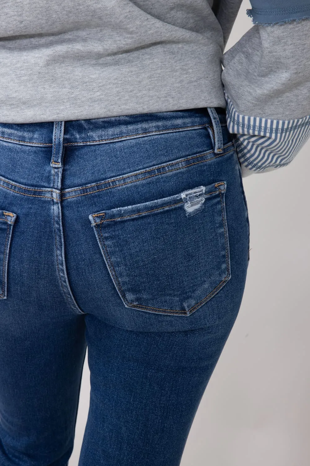 Vervet High Rise Cuffed Slim Straight Jeans for Women | T6590