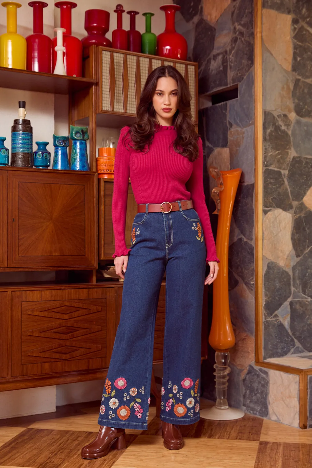 Viva Floral Embroidered Jean