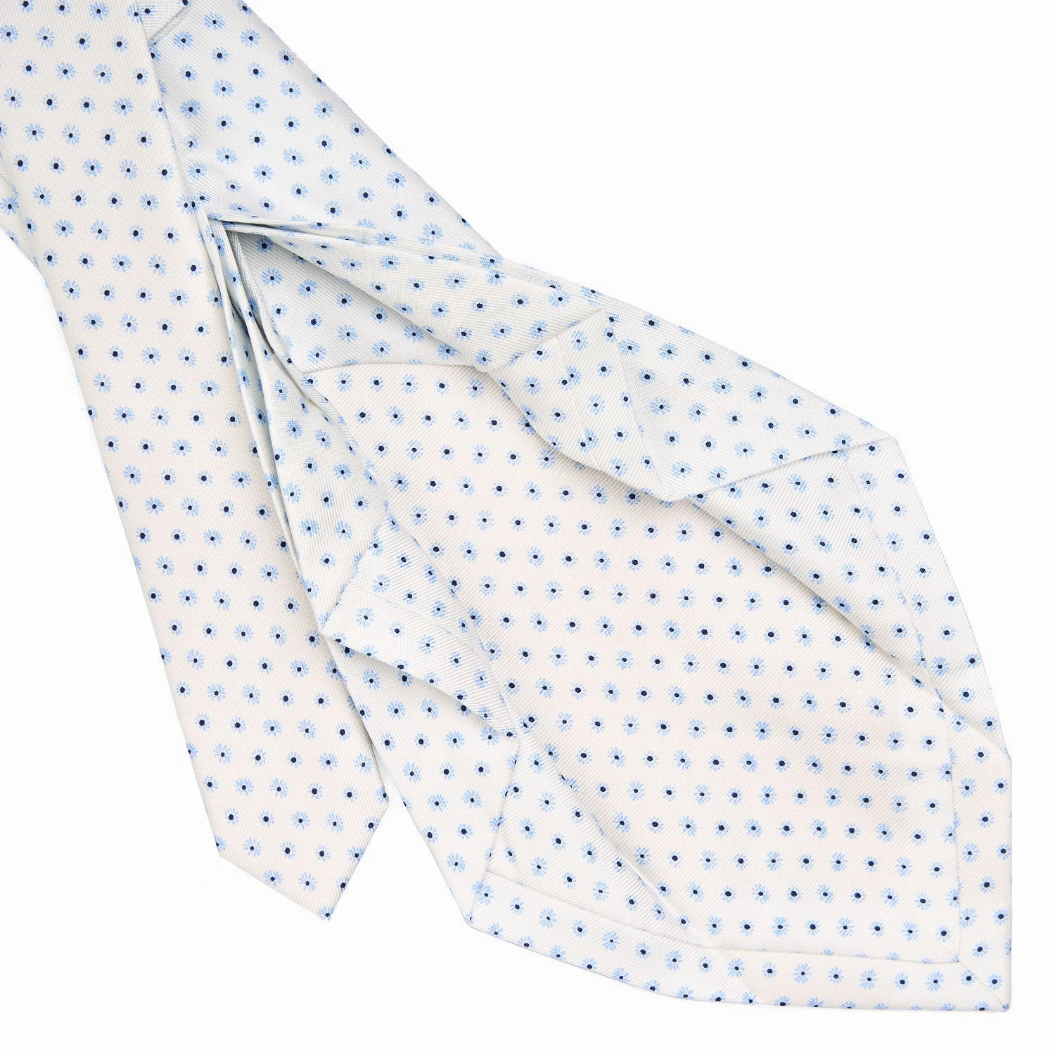 WHITE 7 FOLD SARTORIAL SILK TIE