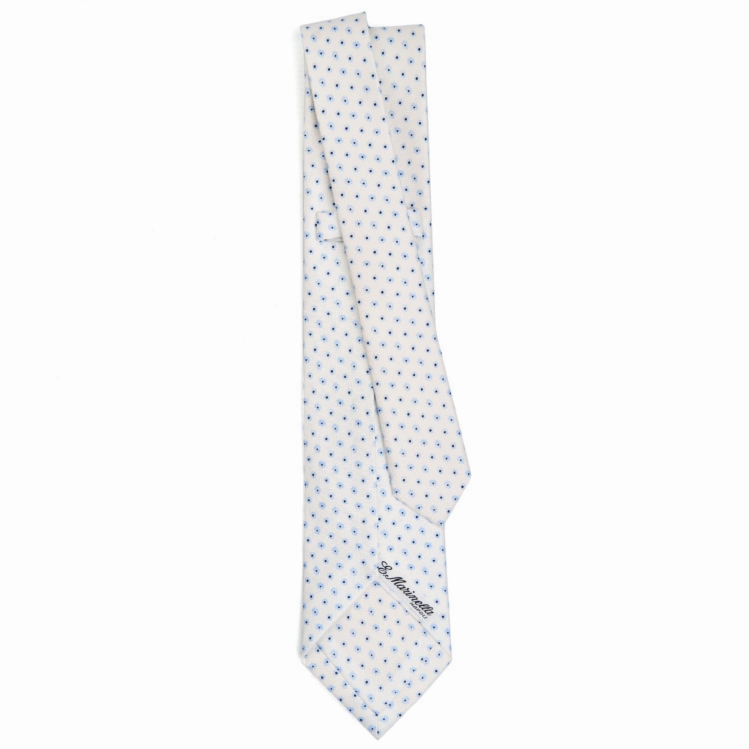 WHITE 7 FOLD SARTORIAL SILK TIE