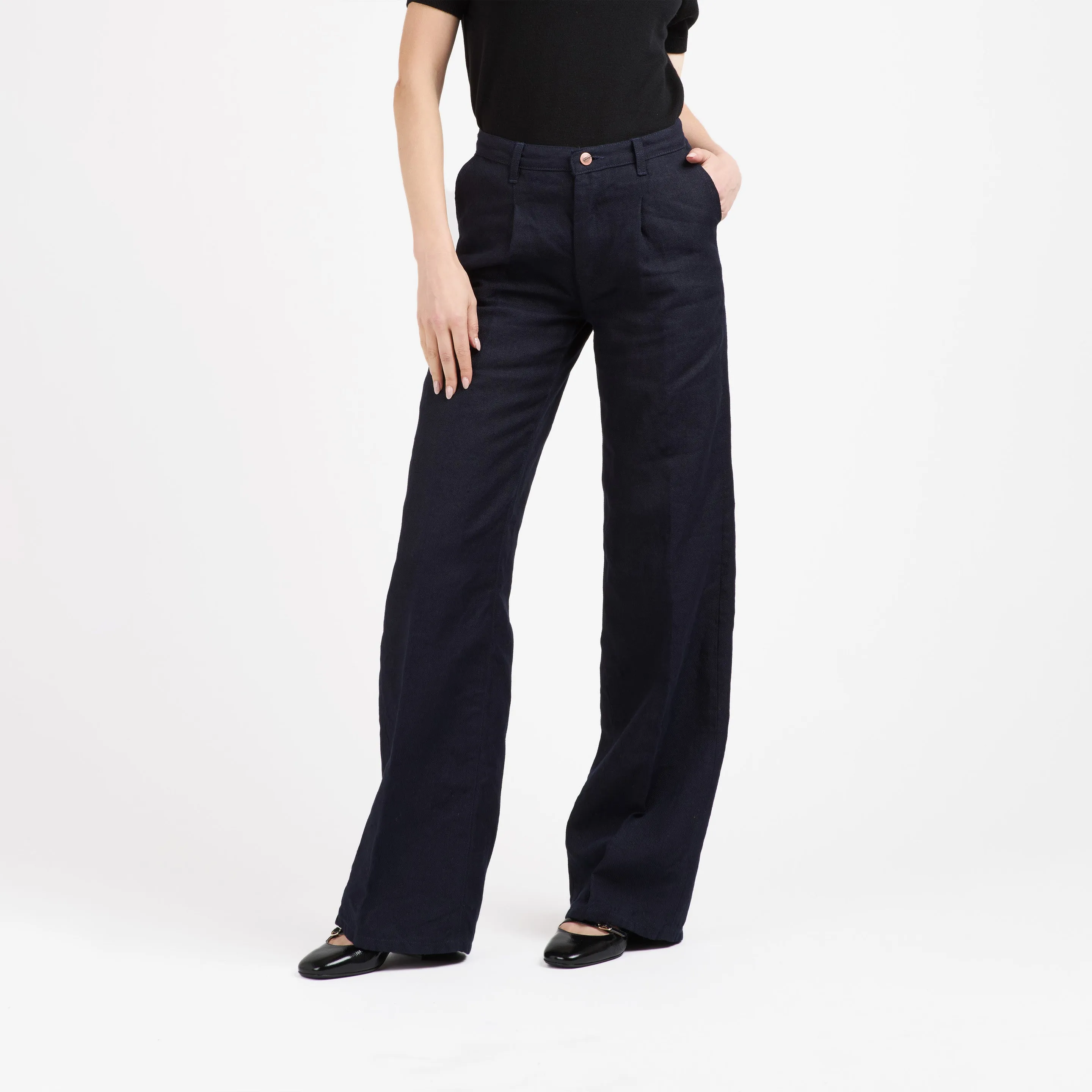 Women's high-waisted straight pants 100% Linen - Gabi