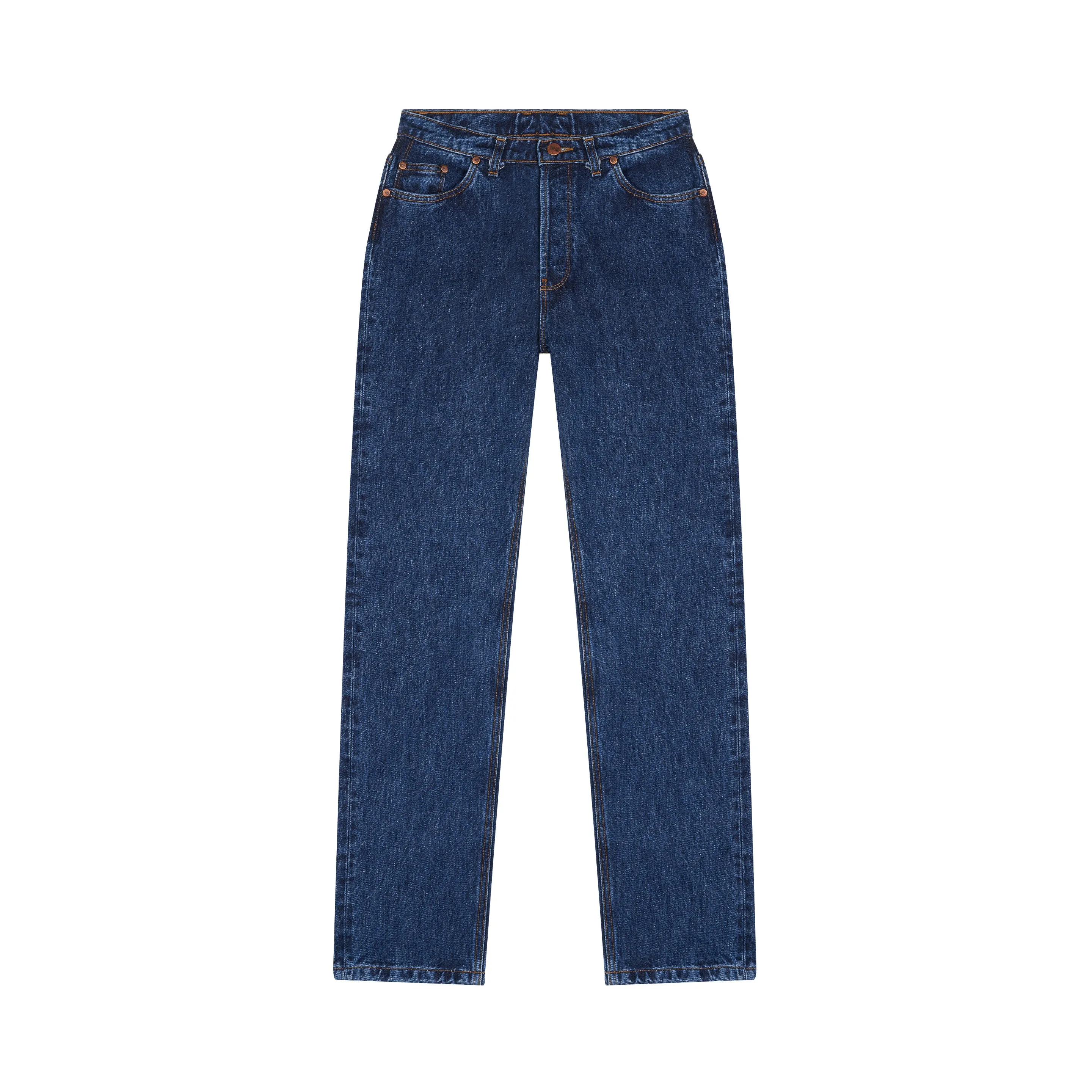 Women's stonewashed straight high-waisted jeans - Apolline