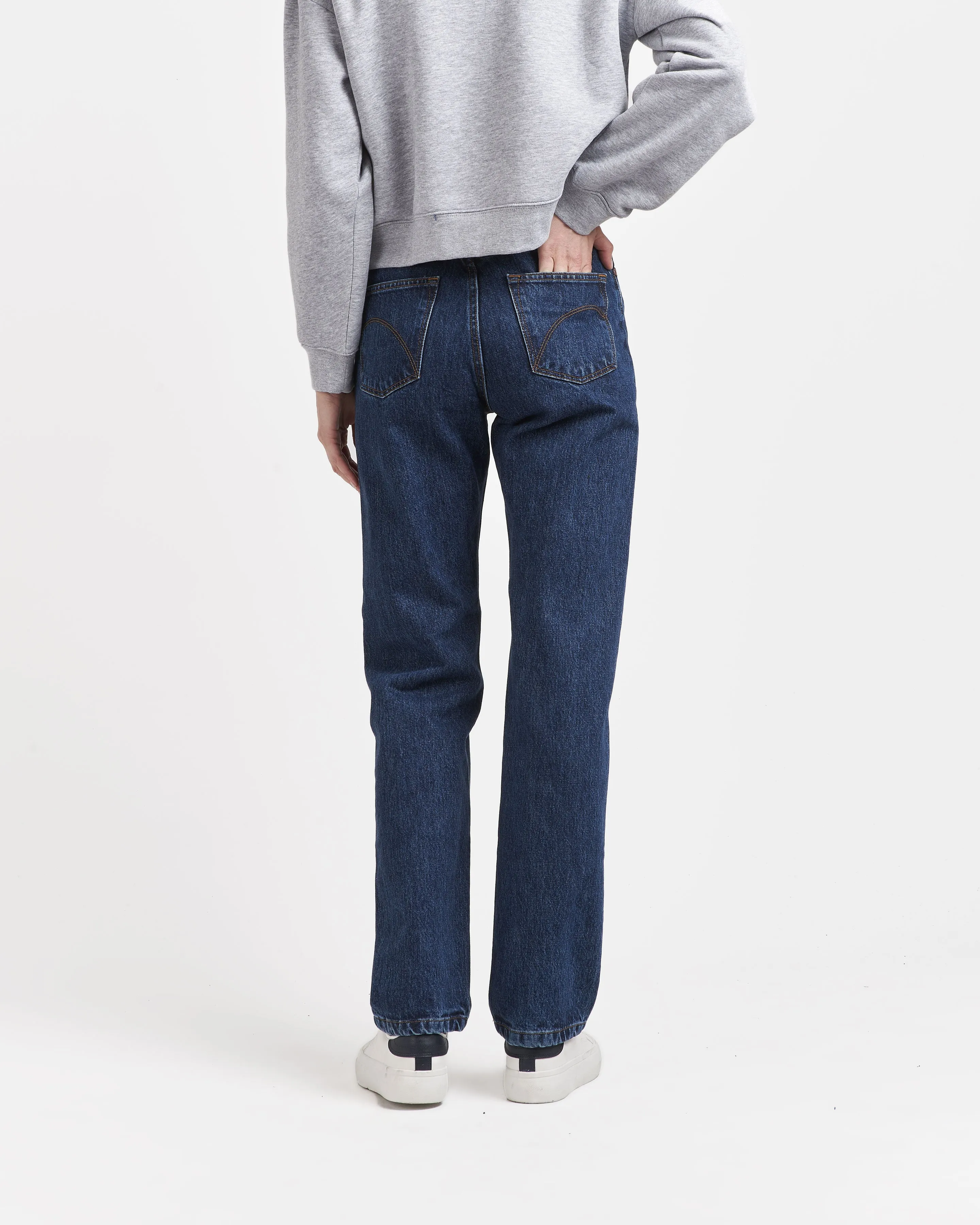 Women's stonewashed straight high-waisted jeans - Apolline
