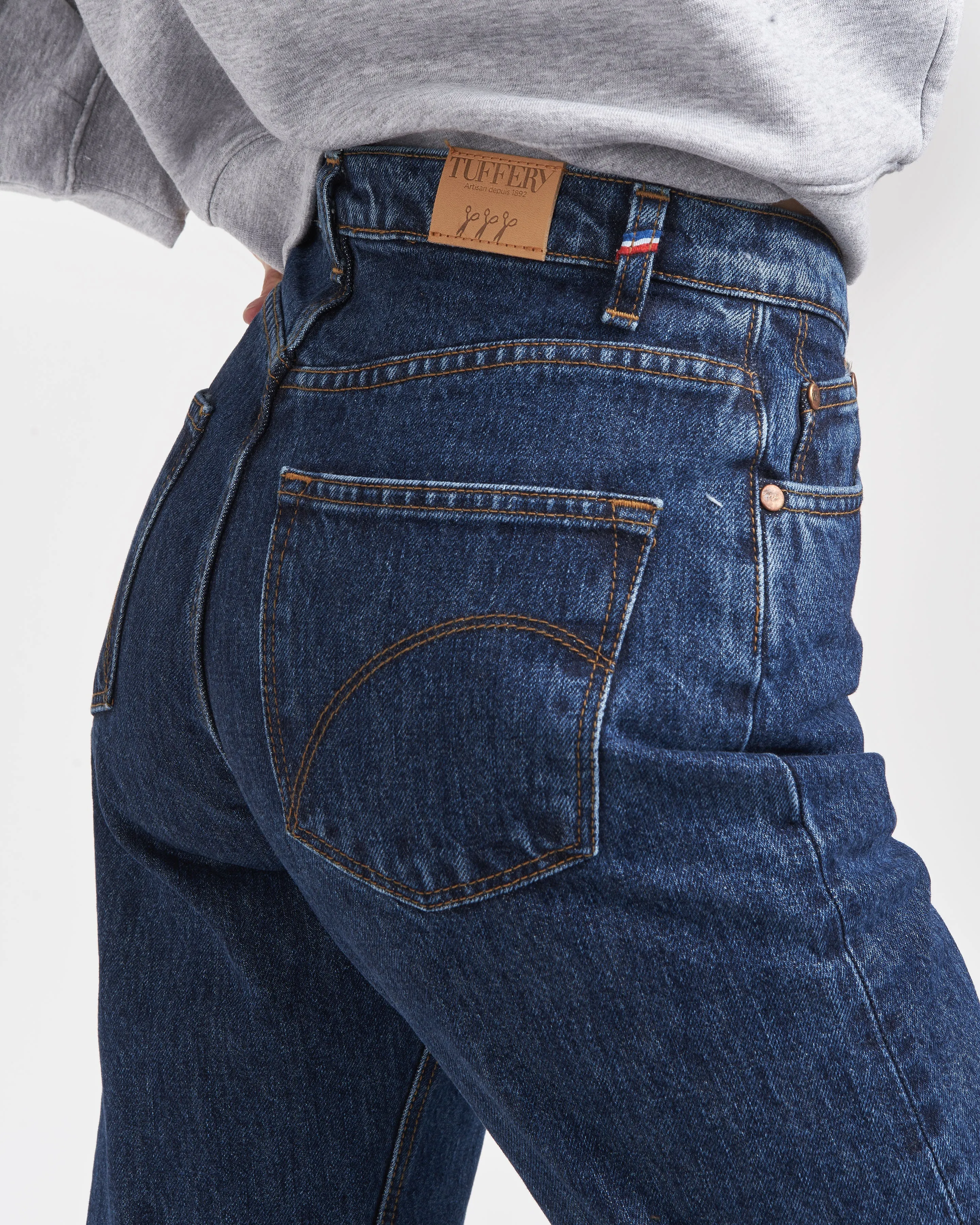 Women's stonewashed straight high-waisted jeans - Apolline