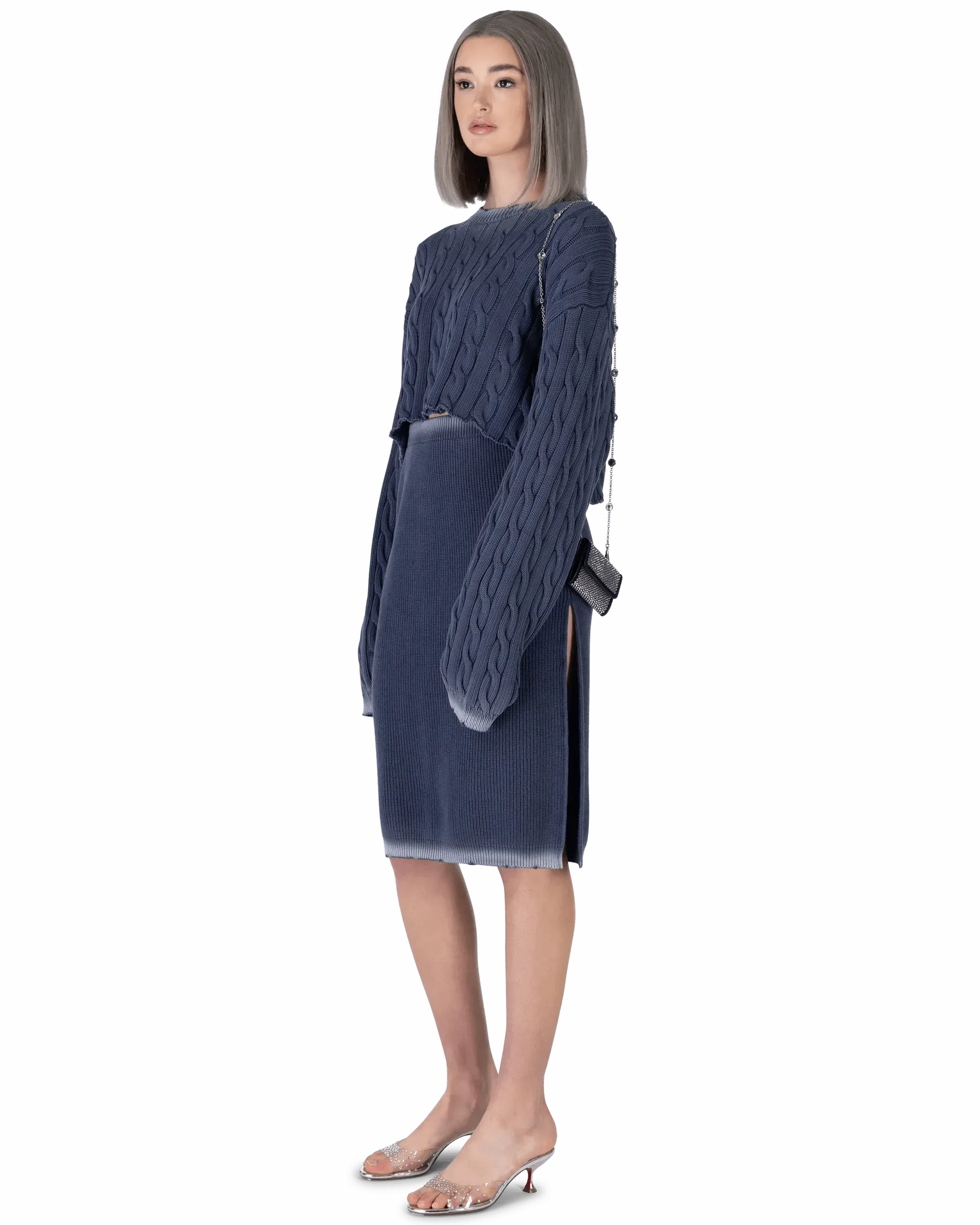 Woven Knit Cropped Sweater