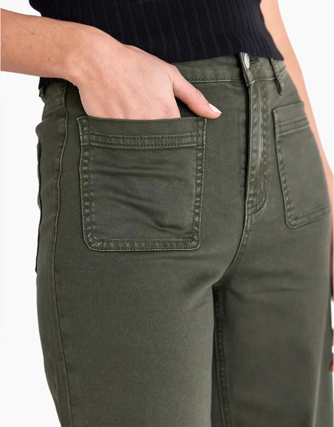 Zoey High Rise Stretch Denim Jean - Dark Khaki